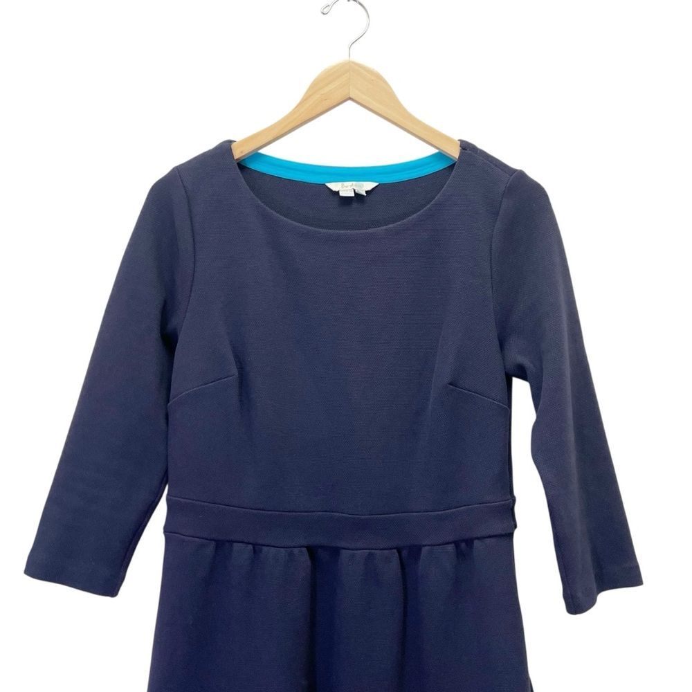 Boden Leila Ponte Dress Navy Blue Fit & Flare 3/4 Sleeve Work Office Size US 10 - Picture 4 of 10